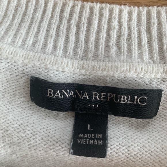 Banana Republic Cotton Cream Crew Neck Raglan Long Sleeve Sweater L Preloved - Picture 2 of 10